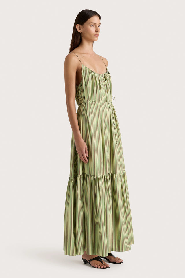 Elodie Maxi Dress Green Stripe - Final Sale