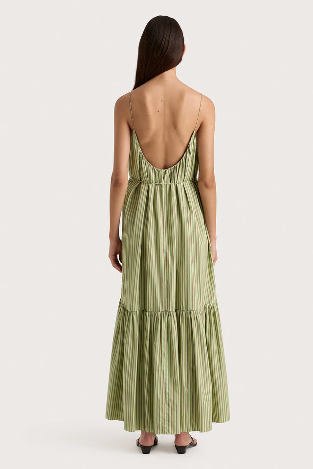 Elodie Maxi Dress Green Stripe - Final Sale