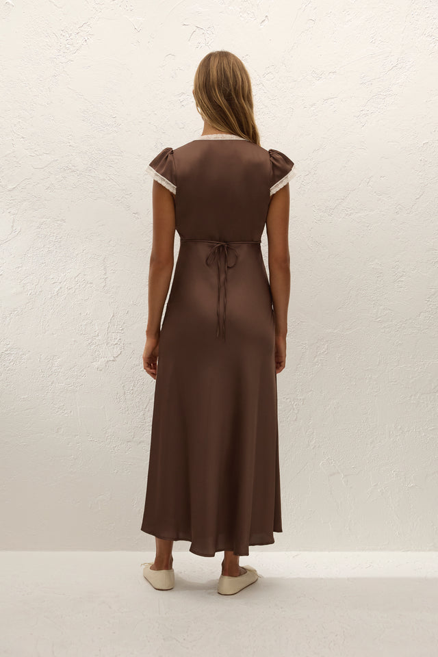 Elvira Midi Dress Chocolate Lace, S / Chocolate LACE