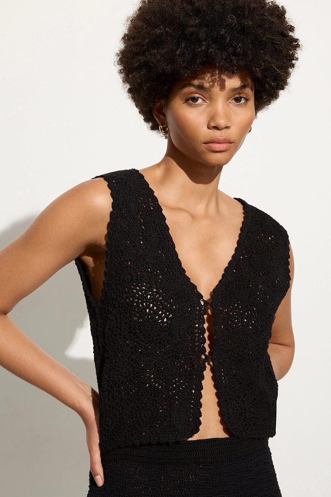 Alejandreas Handmade Crochet Vest Black Faithfull the Brand