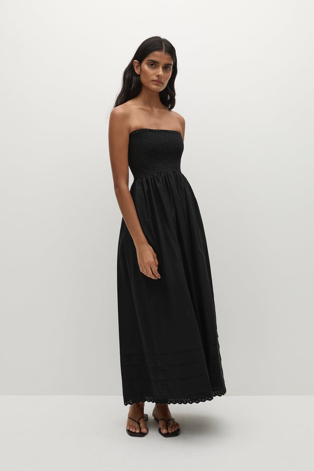 faithfull the brand black dress Marianne Midi Dress in Black