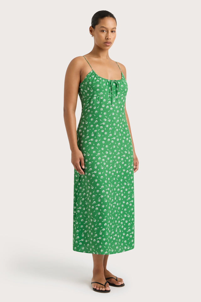 Faithfull | Women's Pau Midi Dress Green | XS Faithfull | Women's Pau Midi Dress Green | XS
