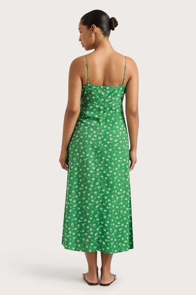 Faithfull | Women's Pau Midi Dress Green | XS Faithfull | Women's Pau Midi Dress Green | XS