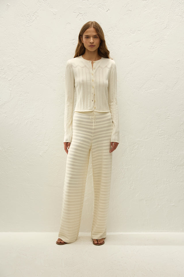 Tanya Pant Ida Pointelle Vintage White
