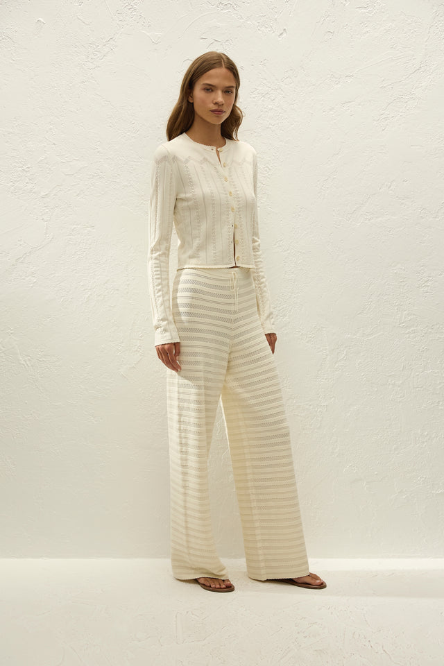 Tanya Pant Ida Pointelle Vintage White