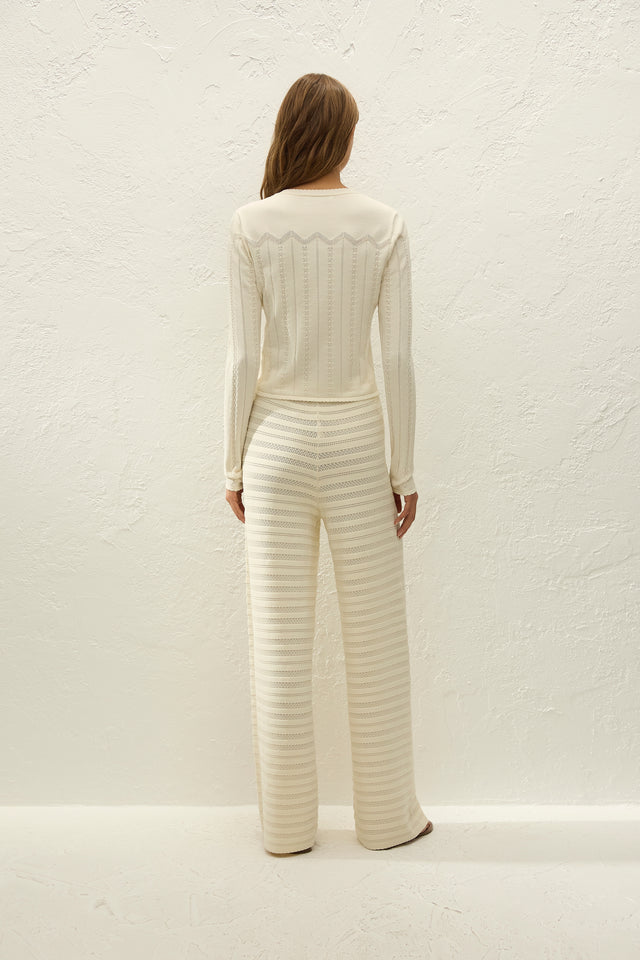 Tanya Pant Ida Pointelle Vintage White