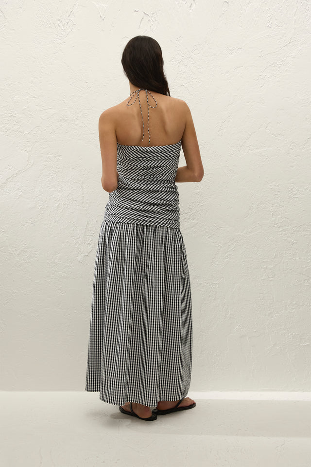 Vento Midi Dress Black Textured Gingham
