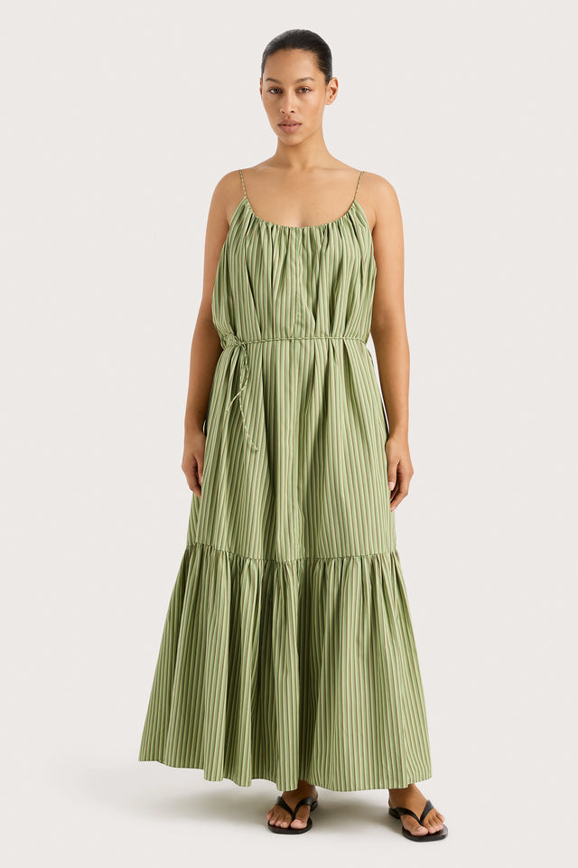 Elodie Maxi Dress Green Stripe