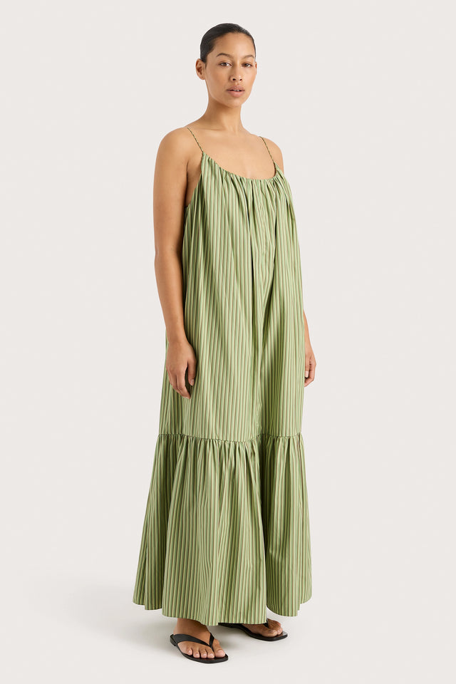 Elodie Maxi Dress Green Stripe - Final Sale