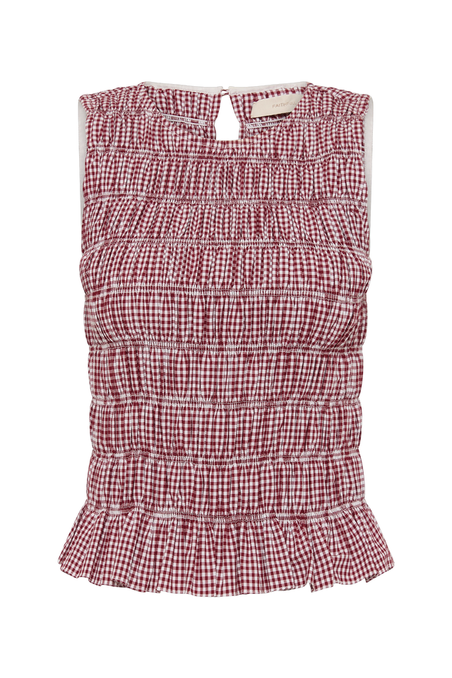 Heidi Top Gingham Deep Red