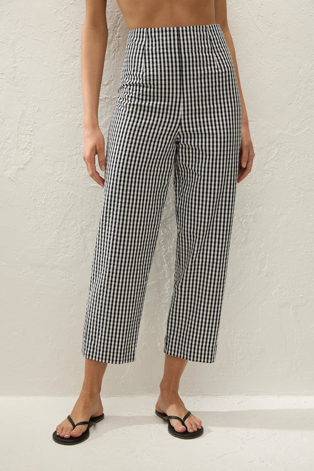 Claudine Pant Black Textured Gingham