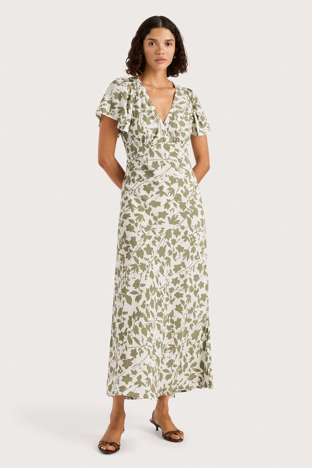 faithfull the brand green floral dress Faithfull The Brand Rivera Green Floral Wrap Mini Dress Size US 4 Small