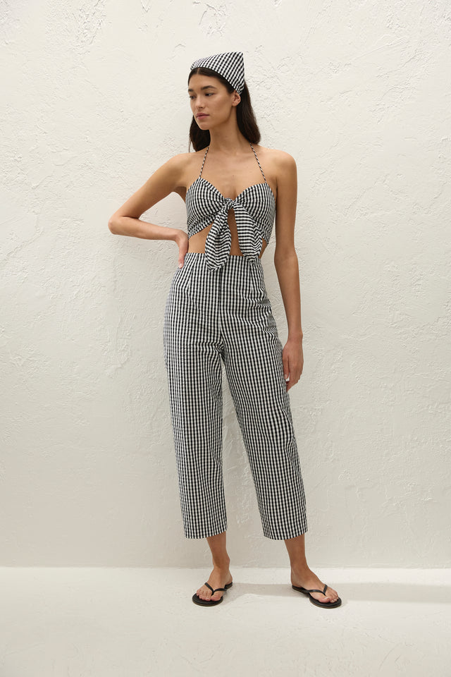 Claudine Pant Black Textured Gingham