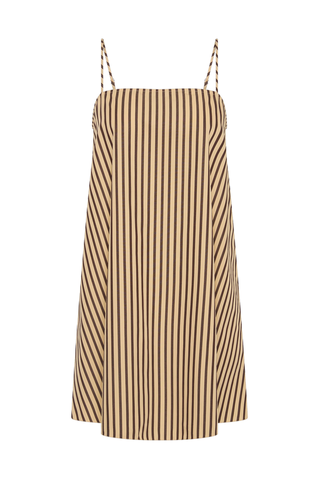 Sorra Mini Dress Carmen Stripe Sand Cedar