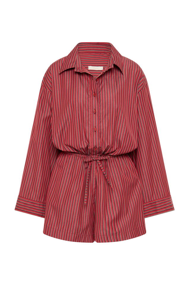 Freja Playsuit Wine Stripe