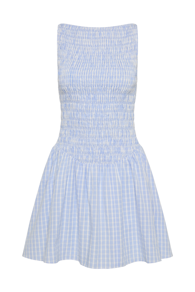 Martina Mini Dress Paloma Check Light Blue White - Faithfull the Brand INT Martina Mini Dress Paloma Check Light Blue White - Faithfull the Brand INT