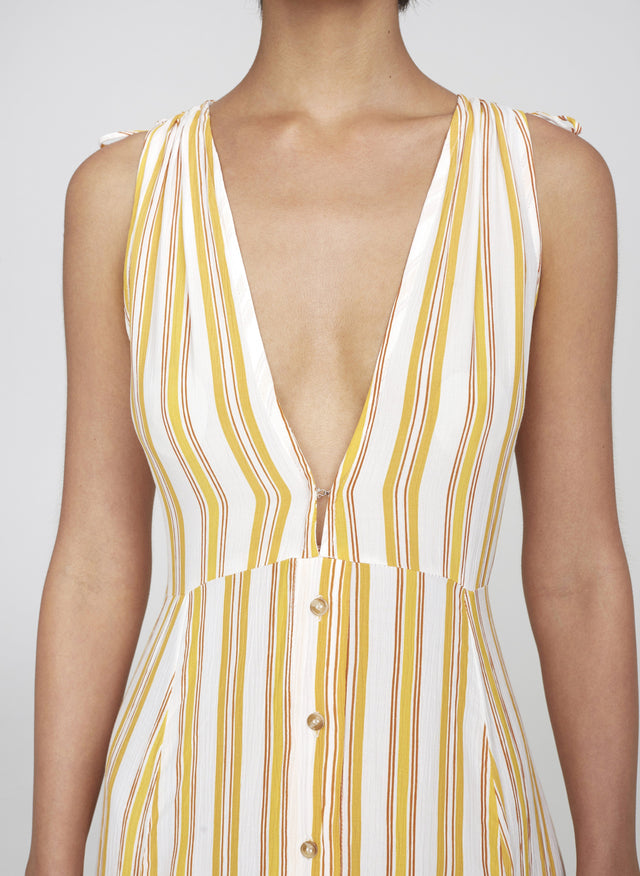 Azure Stripe Print Sun Claudia Midi Dress  - Final Sale