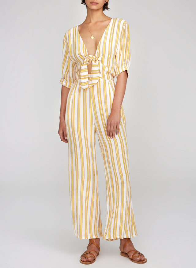Azure Stripe Print Sun Matese Jumpsuit  - Final Sale