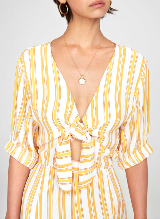 Azure Stripe Print Sun Matese Jumpsuit  - Final Sale
