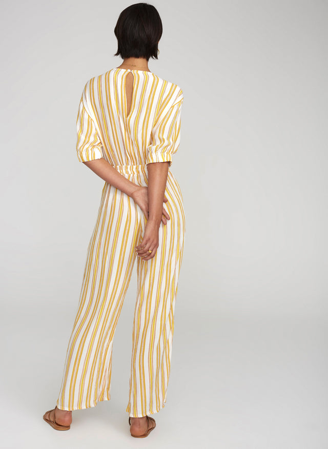 Azure Stripe Print Sun Matese Jumpsuit  - Final Sale