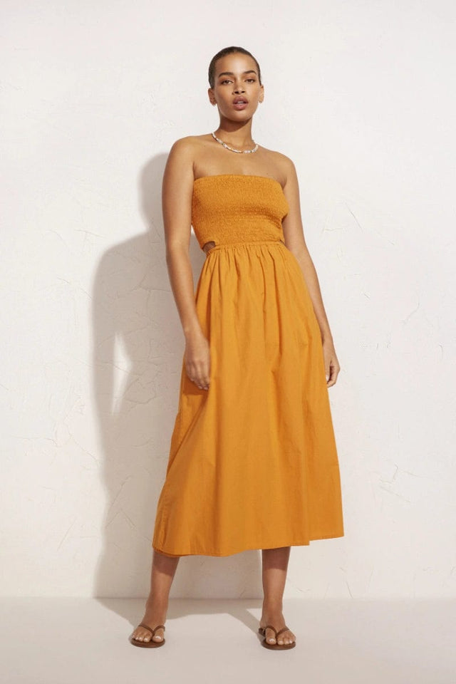 Deva Midi Dress Plain Orange - Final Sale