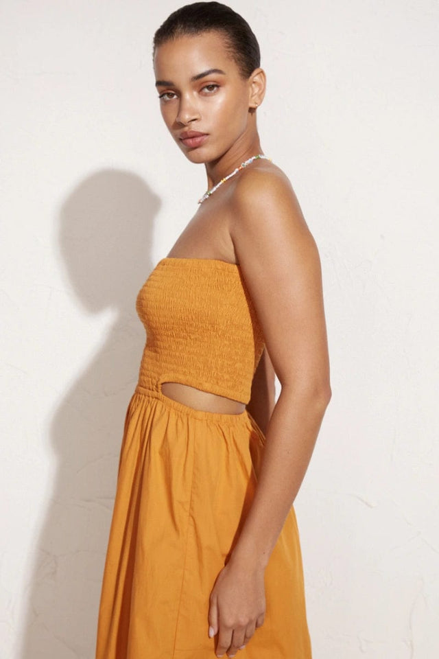 Deva Midi Dress Plain Orange - Final Sale