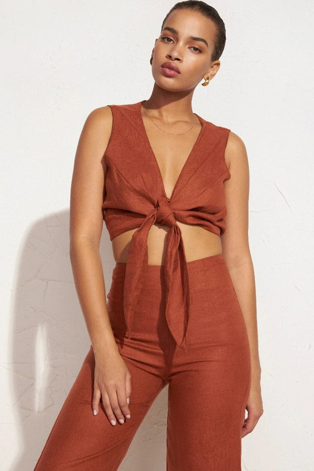 Dalaila Tie Top Plain Spice - Final Sale