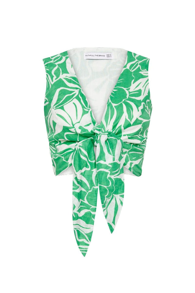 Dalaila Tie Top El Marsa Floral Print Green - Final Sale