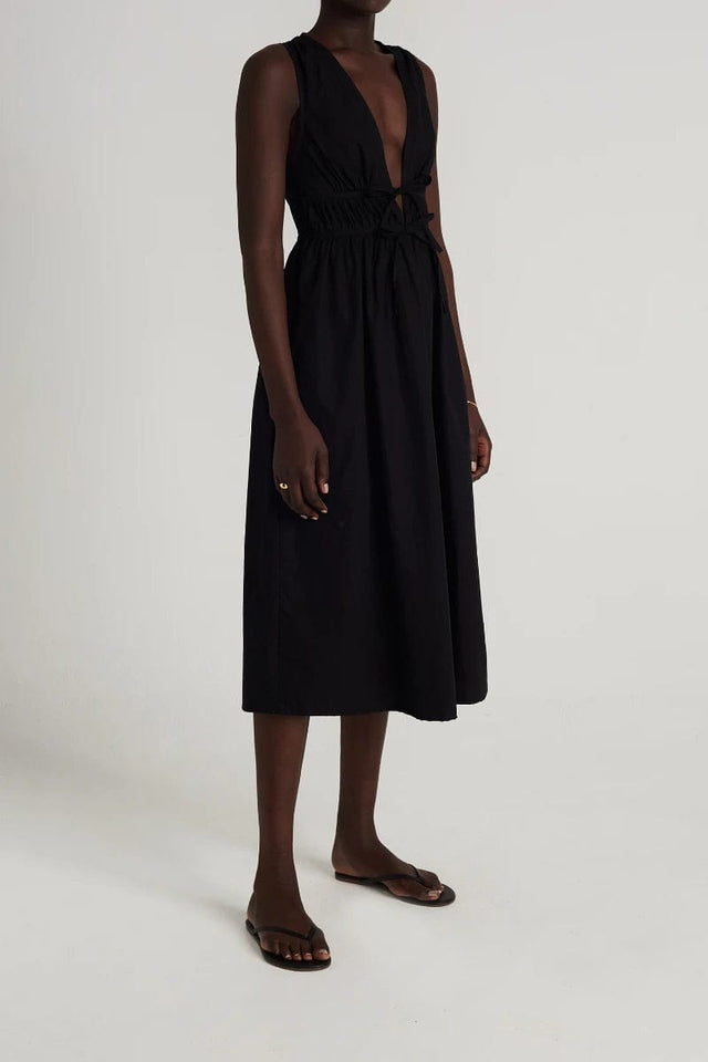 Andressa Midi Dress Plain Black - Final Sale