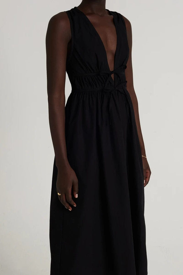 Andressa Midi Dress Plain Black - Final Sale