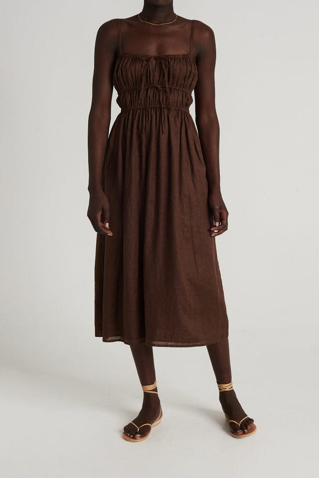Francesca Midi Dress Plain Chocolate - Final Sale