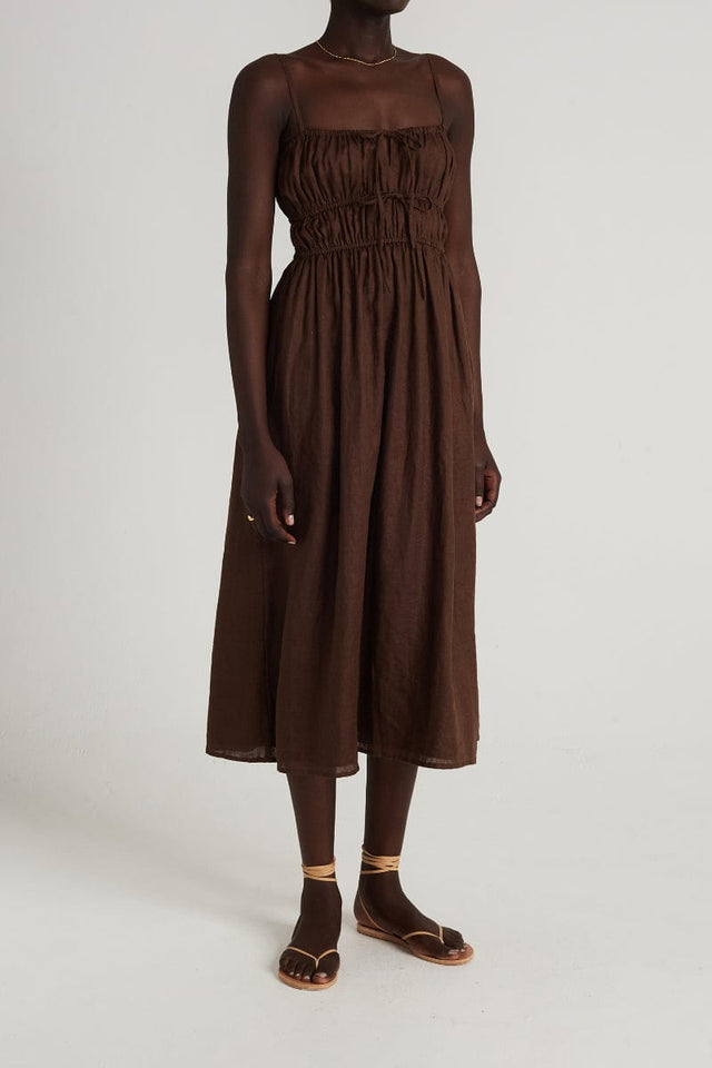 Francesca Midi Dress Plain Chocolate - Final Sale