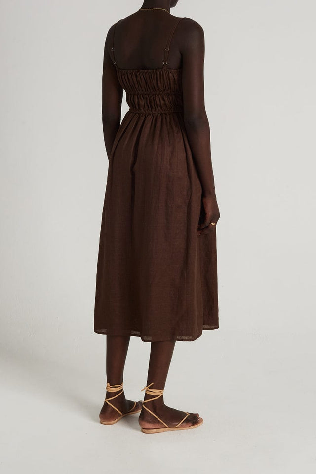 Francesca Midi Dress Plain Chocolate - Final Sale