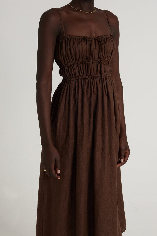 Francesca Midi Dress Plain Chocolate - Final Sale