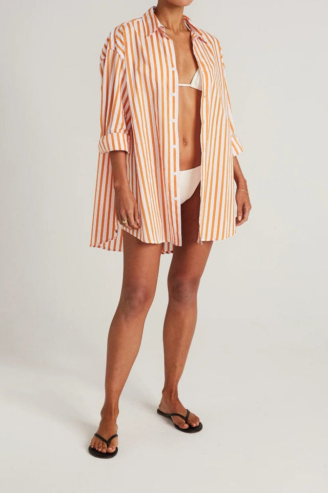 Vega Shirt Dress Martie Stripe Print Tangerine - Final Sale