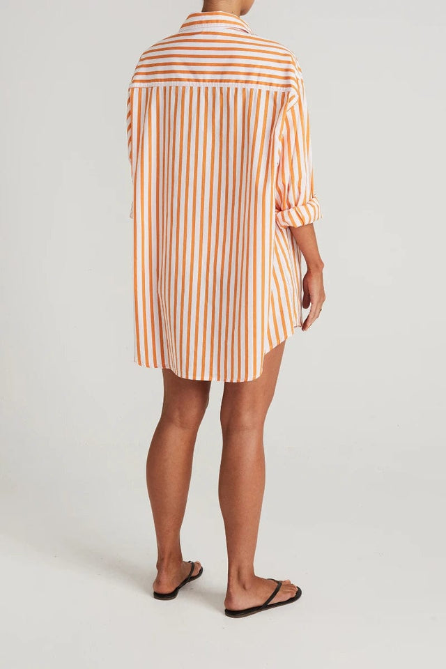 Vega Shirt Dress Martie Stripe Print Tangerine - Final Sale