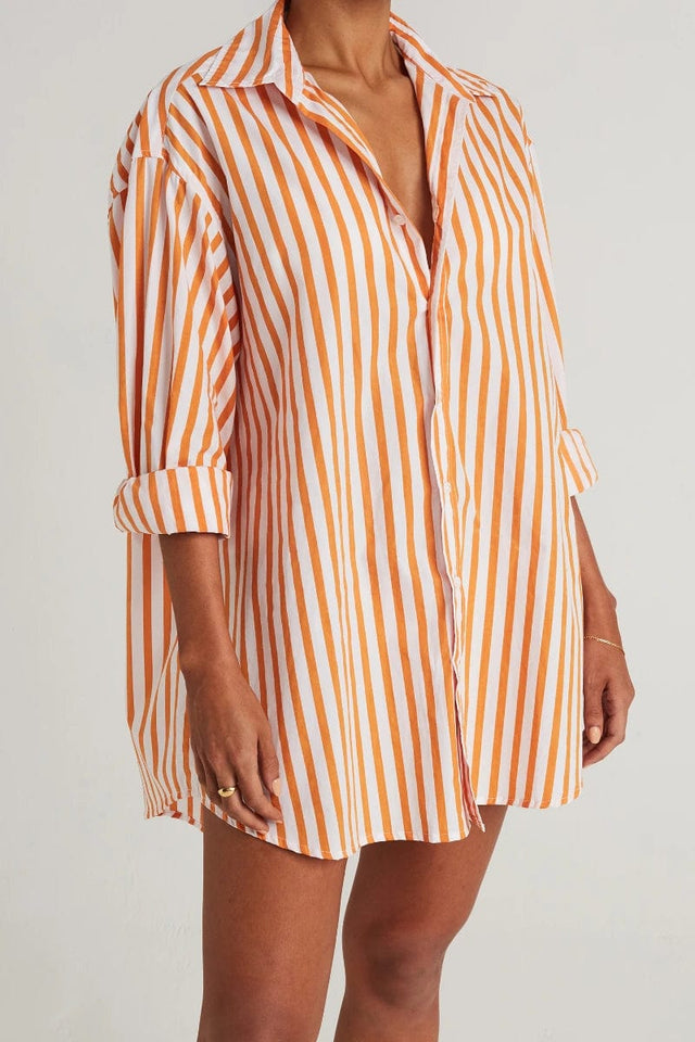Vega Shirt Dress Martie Stripe Print Tangerine - Final Sale