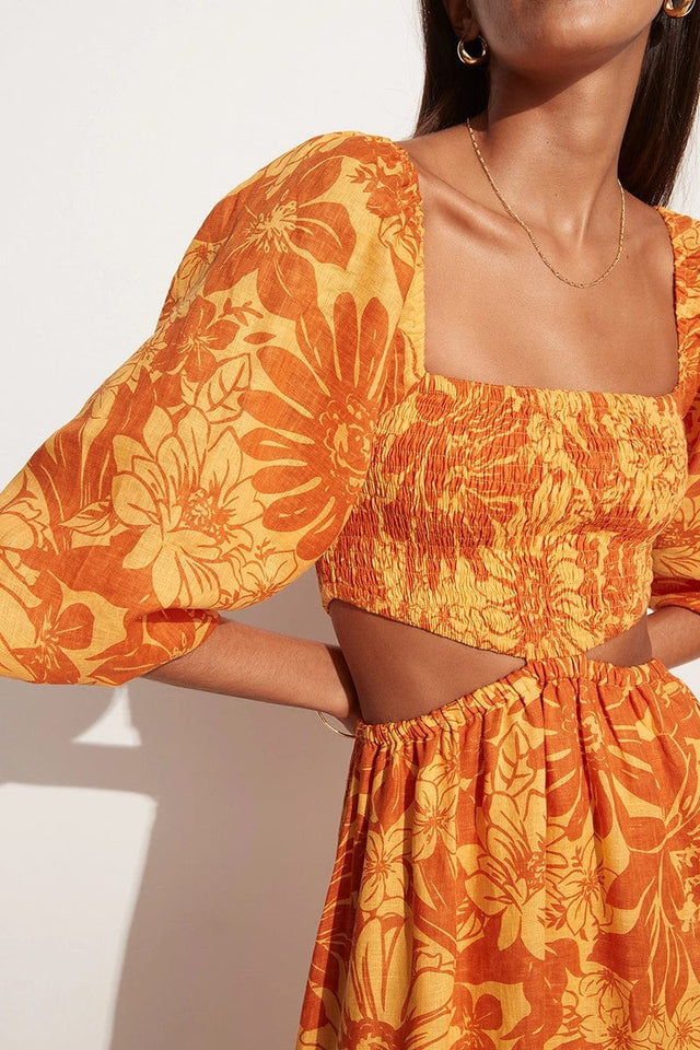 Nadiva Midi Dress Zani Floral Print Burnt Orange - Final Sale