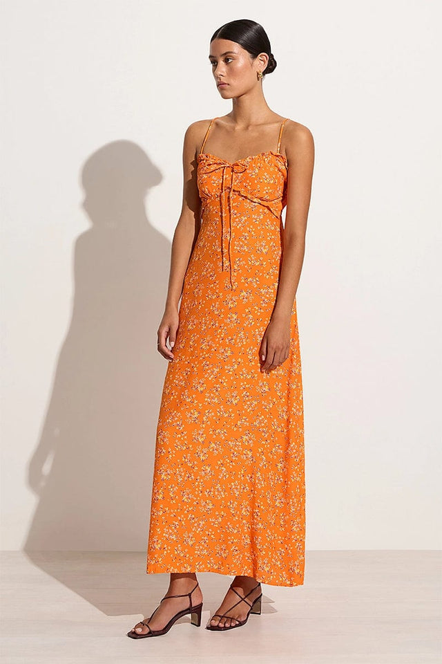 Gita Midi Dress Audrey Floral Orange - Final Sale
