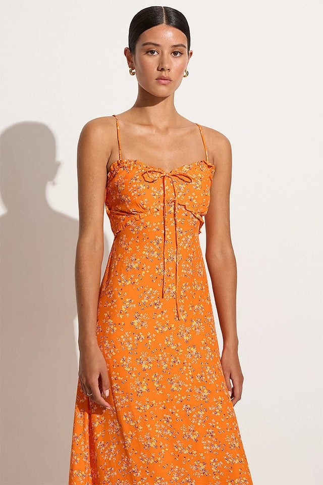 Gita Midi Dress Audrey Floral Orange - Final Sale