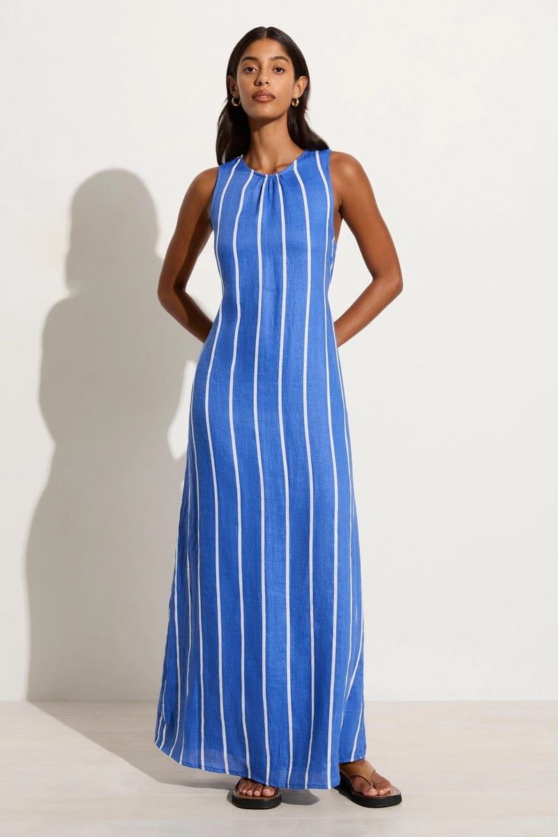 White And Blue Striped Maxi Dress – Slowliving Lifestyle