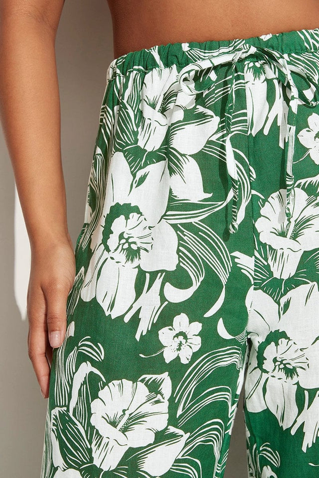 Le Pacifique Pants Camara Floral Print Green - Final Sale