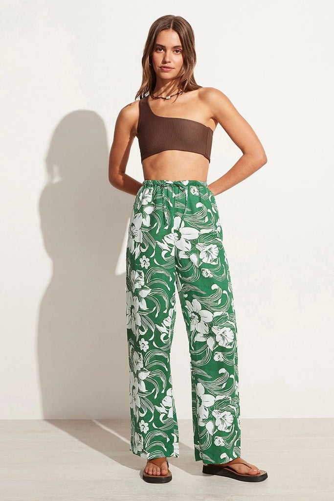 Le Pacifique Pants Camara Floral Print Green - Faithfull the Brand