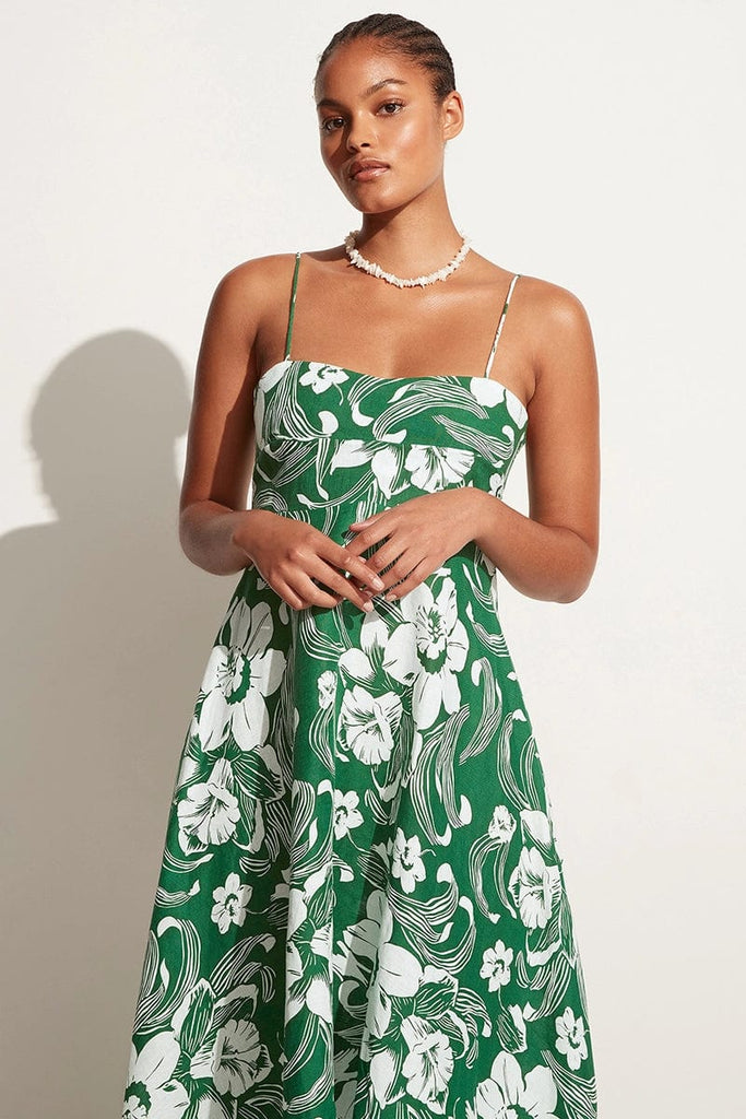 Buy Faithfull The Brand Alexandre Floral-print Linen Midi Dress - Green At  30% Off