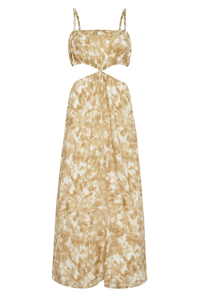 Faithfull the Brand Celina Floral Print Midi Dress in Roos Tie Dye - Stone at Nordstrom, Size X-Large Faithfull the Brand Celina Floral Print Midi Dress in Roos Tie Dye - Stone at Nordstrom, Size X-Large