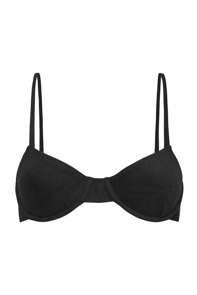 Maxime Bikini Top Black Towelling - Final Sale