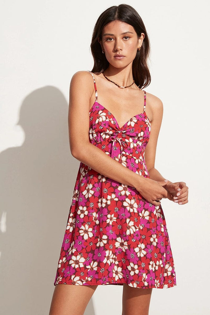 Skyea Mini Dress Li Reni Floral Print-Fuchsia - Faithfull the Brand
