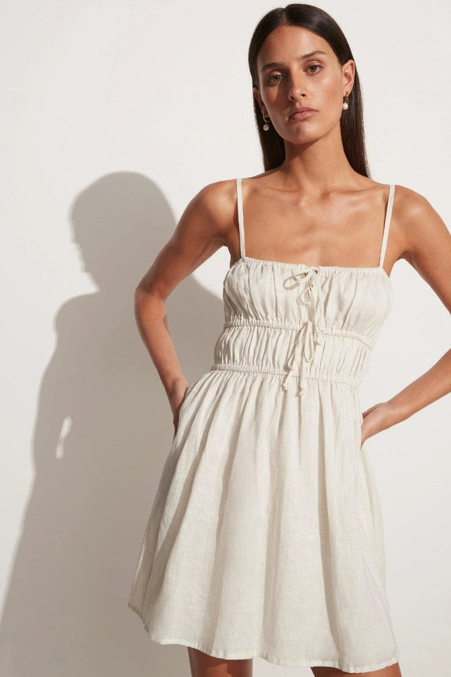 Shivka Mini Dress Plain Egg Shell - Final Sale