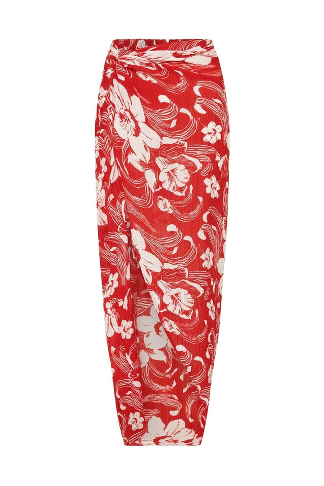 Lulu Maxi Skirt Camara Floral Print Red - Final Sale