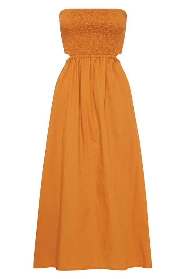 Deva Midi Dress Plain Orange - Final Sale